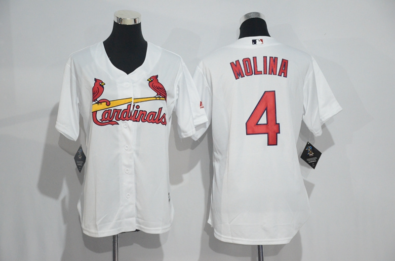 Womens 2017 MLB St. Louis Cardinals #4 Molina White Jerseys